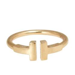 Pre Owned Tiffany & Co. T Wire 18K Rose Gold Open band Ring Size 49