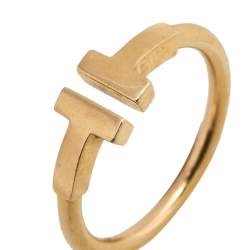 Pre Owned Tiffany & Co. T Wire 18K Rose Gold Open band Ring Size 49