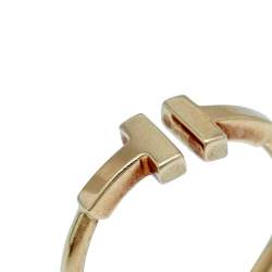 Pre Owned Tiffany & Co. T Wire 18K Yellow Gold Open Ring Size 52