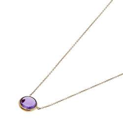 Pre Owned Tiffany & Co. Paloma Picasso Olive Leaf Amethyst 18K Yellow Gold Pendant Necklace