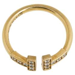 Pre Owned Tiffany & Co. Tiffany T Diamond Wire 18K Yellow Gold Ring Size 49