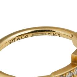 Pre Owned Tiffany & Co. Tiffany T Diamond Wire 18K Yellow Gold Ring Size 49
