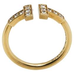 Pre Owned Tiffany & Co. Tiffany T Diamond Wire 18K Yellow Gold Ring Size 49