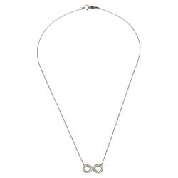مملوكة مسبقًا Tiffany & Co. Infinity Diamond & Platinum Pendant Chain Necklace