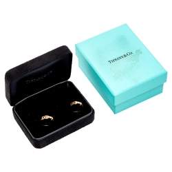 Pre Owned Tiffany & Co. Atlas Diamond 18k Rose Gold Hoop Earrings