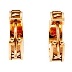 Pre Owned Tiffany & Co. Atlas Diamond 18k Rose Gold Hoop Earrings