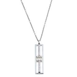 Pre Owned Tiffany & Co.Tiffany T Open Vertical Diamond Bar Pendant Necklace