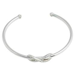 مملوكة مسبقًا Tiffany & Co. Infinity Diamond 18K White Gold Open Cuff Bracelet