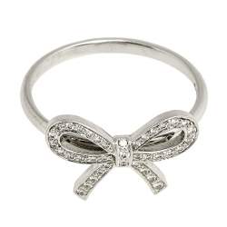 Pre Owned Tiffany & Co. Tiffany Bow Diamond Platinum Ring Size 54