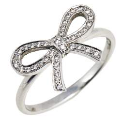 Pre Owned Tiffany & Co. Tiffany Bow Diamond Platinum Ring Size 54