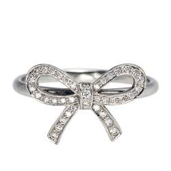 Pre Owned Tiffany & Co. Tiffany Bow Diamond Platinum Ring Size 54
