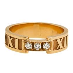 Pre Owned Tiffany & Co. Atlas 3 Diamonds 18K Rose Gold Band Ring Size 54