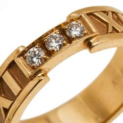 Pre Owned Tiffany & Co. Atlas 3 Diamonds 18K Rose Gold Band Ring Size 54