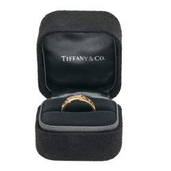 Pre Owned Tiffany & Co. Atlas 3 Diamonds 18K Rose Gold Band Ring Size 54