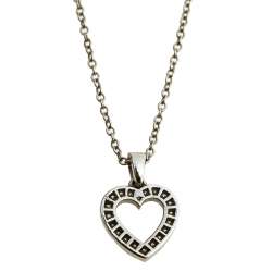 Pre Owned Tiffany & Co. Diamond Heart Platinum Pendant Necklace