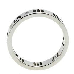 Pre Owned Tiffany & Co. Atlas Roman Numeral Motif Diamond 18K White Gold Pierced Ring Size 49