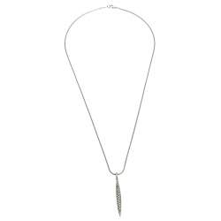Pre Owned Tiffany & Co. Diamond Feather 18K White Gold Pendant Necklace