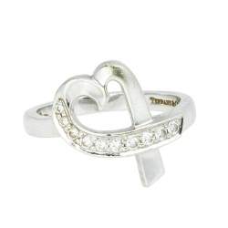 Pre Owned Tiffany & Co. Paloma Picasso Loving Heart Diamond 18k White Gold Ring Size 52
