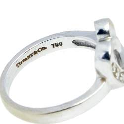 Pre Owned Tiffany & Co. Paloma Picasso Loving Heart Diamond 18k White Gold Ring Size 52