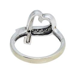 Pre Owned Tiffany & Co. Paloma Picasso Loving Heart Diamond 18k White Gold Ring Size 52