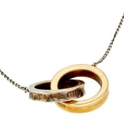 Pre Owned Tiffany & Co. Tiffany 1837 Interlocking Circles Silver & 18k Yellow Gold Pendant Necklace