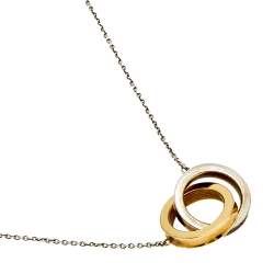 Pre Owned Tiffany & Co. Tiffany 1837 Interlocking Circles Silver & 18k Yellow Gold Pendant Necklace