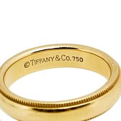 Pre Owned Tiffany & Co. Tiffany Classic Milgrain 18k Yellow Gold Wedding Band Ring Size 51