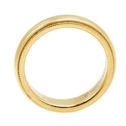 Pre Owned Tiffany & Co. Tiffany Classic Milgrain 18k Yellow Gold Wedding Band Ring Size 51