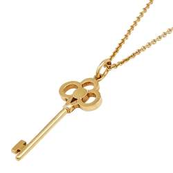 Pre Owned Tiffany & Co. Tiffany Keys Crown Key Diamond 18K Yellow Gold Pendant Necklace