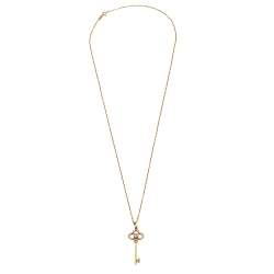 Pre Owned Tiffany & Co. Tiffany Keys Crown Key Diamond 18K Yellow Gold Pendant Necklace