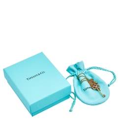 Pre Owned Tiffany & Co. Tiffany Keys Crown Key Diamond 18K Yellow Gold Pendant Necklace