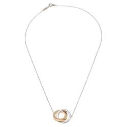 Tiffany & Co 18k Rose White Gold Diamond Interlocking Circle Necklace  21628G