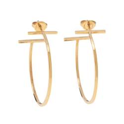 Pre Owned Tiffany & Co. Tiffany T 18k Yellow Gold Hoop Earrings