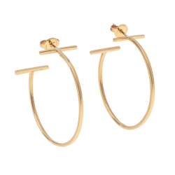 Pre Owned Tiffany & Co. Tiffany T 18k Yellow Gold Hoop Earrings