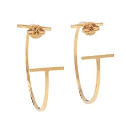 Pre Owned Tiffany & Co. Tiffany T 18k Yellow Gold Hoop Earrings