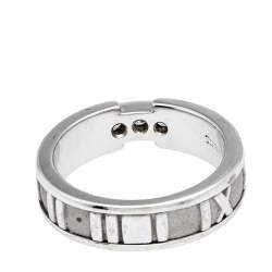 Pre Owned Tiffany & Co. Atlas Diamond 18k White Gold Band Ring Size 52