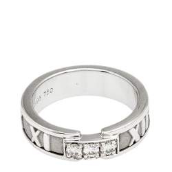 Pre Owned Tiffany & Co. Atlas Diamond 18k White Gold Band Ring Size 52