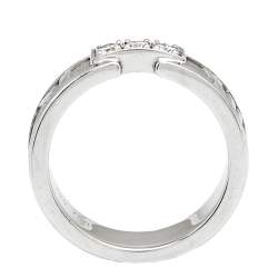 Pre Owned Tiffany & Co. Atlas Diamond 18k White Gold Band Ring Size 52