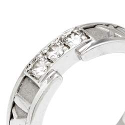 Pre Owned Tiffany & Co. Atlas Diamond 18k White Gold Band Ring Size 52