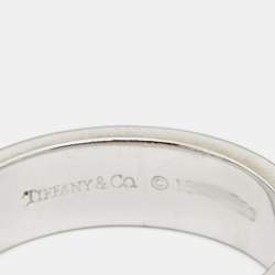 Pre Owned Tiffany & Co. Atlas Diamond 18k White Gold Band Ring Size 54