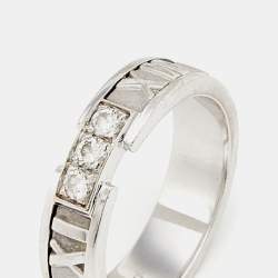 Pre Owned Tiffany & Co. Atlas Diamond 18k White Gold Band Ring Size 54