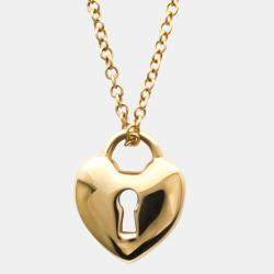Pre Owned Tiffany Heart Lock Mini 18K Rose Gold Necklace