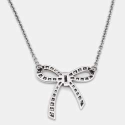 Tiffany & Co. Bow Diamond Platinum Pendant Necklace