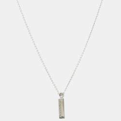 Pre Owned Tiffany & Co. Bar 18K White Gold Diamond Necklace