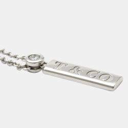 Pre Owned Tiffany & Co. Bar 18K White Gold Diamond Necklace