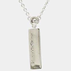 Pre Owned Tiffany & Co. Bar 18K White Gold Diamond Necklace