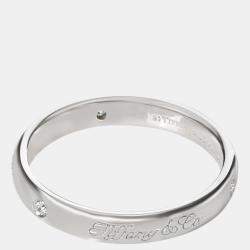 Pre Owned Tiffany & Co. Notes Band Platinum Diamond Ring EU 52.5