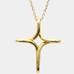 Pre Owned Tiffany & Co. Infinity Cross 18K Yellow Gold Necklace