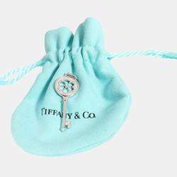 Pre Owned Tiffany & Co. Blossom Key 18K White Gold Diamond Charms and Pendants
