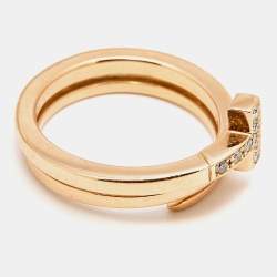 Pre Owned Tiffany & Co. T Square Diamond 18k Rose Gold Wrap Ring Size 53